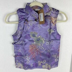 NWT - Kids, Tibetan Traditional Brocade Half Vest - Purple. Size: S